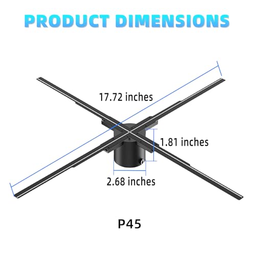 Image of 3D Hologram Fan, 17.72 inch Hologram Fan 2000*1060PX Resolution 530pcs HD LED Beads, Holographic Video Advertising Projector Support APP /WIFI /Remote /Bluetooth Audio (45CM)