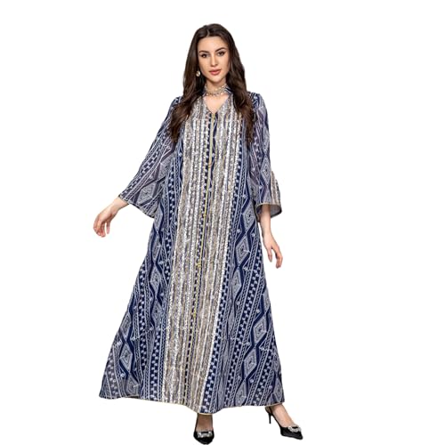 Robe caftan Abayas à paillettes avec broderie et manches longues de Dubaï
