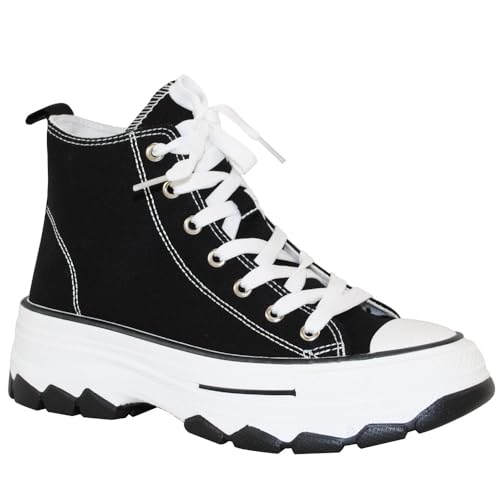 TRENDSUP Womens Sneakers Platform Shoes 2 Inch Height Lace Up Fashion Sneaker Shoes