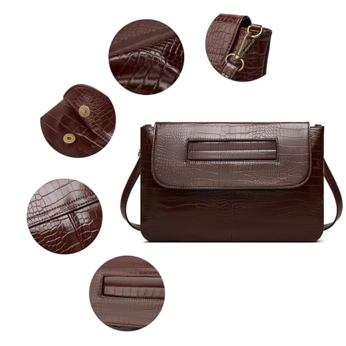 Image of Women Classic Crocodile Pattern Faux Leather Clutch Purse Oversized Female Shoulder Bag Messenger Handbag