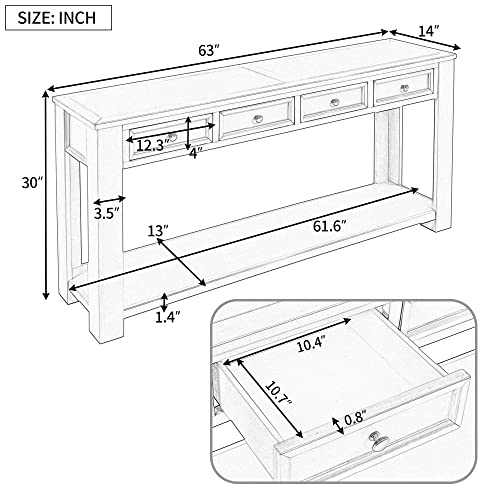 Merax Modern Wood Foyer Console Table with Drawers and Bottom Shelf for Entryway Hallway Espresso by Merax - Image 7