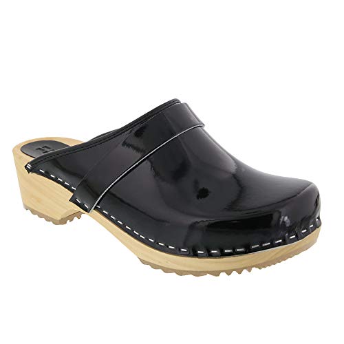 Image of Bjork Maja Wood Open Back Leather Clogs
