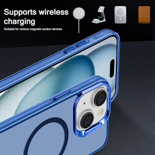 Coque iPhone 15 Plus Magsafe transparente antichoc fine bleu 6.7 pouces