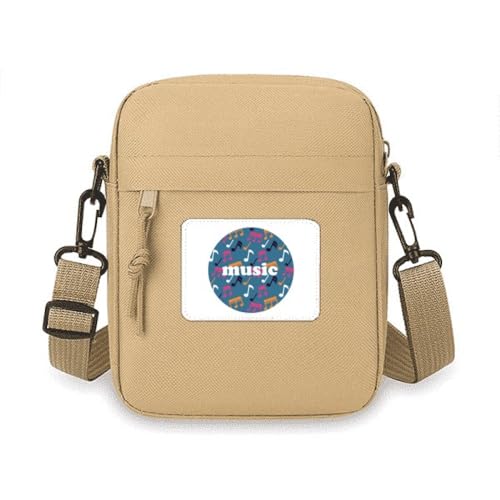 Sac à bandoulière pour téléphone portable léger et coloré avec motif notes de musique bleues
