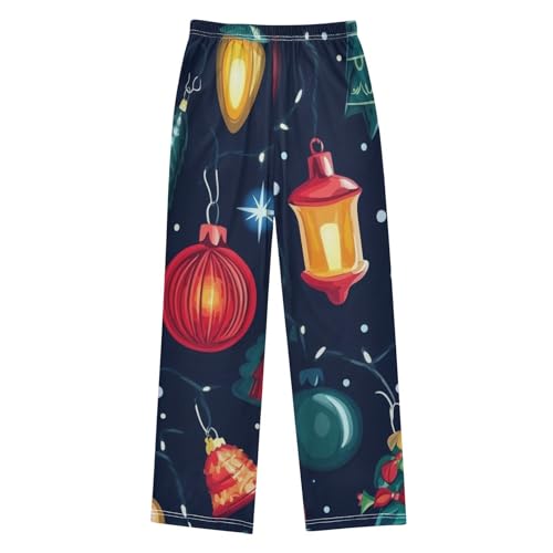 Christmas Lamp Ball Boys Long Pants Soft Trousers Elastic Waist Kids Lounge Bottoms with Pockets S-XL2