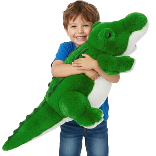 Image of MorisMos 34inch Giant Alligator Stuffed Animal, Soft Fluffy Alligator Plush Toy, Big Stuffed Huge Crocodile Plush Gifts for Kids Boys Girls Brithday