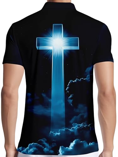 Image of PAGYMO Funny Golf Shirts for Men Crazy Printed Pattern Novelty Moisture Wicking Performance Mens Polo Shirt