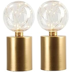 Lamparas Mesilla De Noche Doradas JHY DESIGN set de 2 Lámpara de Mesa de Noche Lámpara base de metal dorado Moderna alimentada por batería bombilla Edison Luz del Escritorio para Cafe Bar Estudio de Luz Nocturna de la Cabecera
