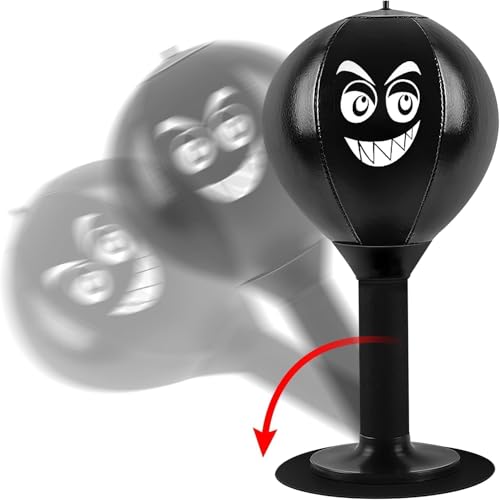 Image of Desktop Punching Bag - Heavy Duty Stress Relief Ball with Stand | Fun Stress Buster Gift for Coworkers, Boys' Toys, and Office Desks