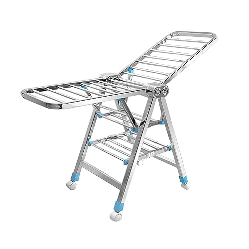 Séchoir à linge pliable et robuste en acier inoxydable sur roulettes