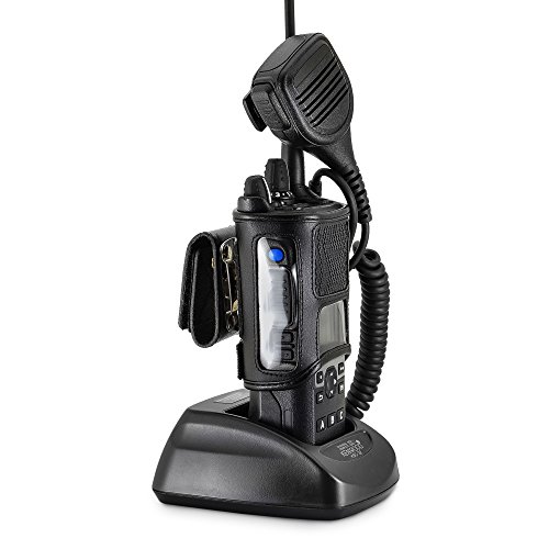Turtleback Carry Holder for Kenwood VP6000 Viking 6000 Fire and Police Two Way Radio Belt Clip Holster Case, Black Leather Pouch with Heavy Duty Rotating Ratcheting 2.25" Belt Loop Made in USA