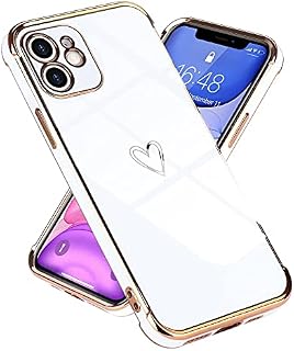 Micoden for iPhone 11 Case Cute Girls Silicone Heart Pattern Design Cases Fashion Plating Edge Ultra Thin Shockproof Protective Bumper Phone Case for iPhone 11 White