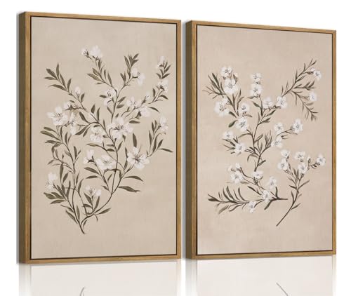 YOYIAXT 2 Pieces Vintage Botanical Canvas Wall Art For Bedroom
