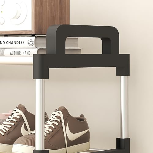 Image of 5-Tier Shoe Storage Rack | Space-Saving Free-Standing Shoe Organizer | Durable Metal Frame with Open Shelves | Ideal for Entryway, Closet, Bedroom fvewv (Simple)