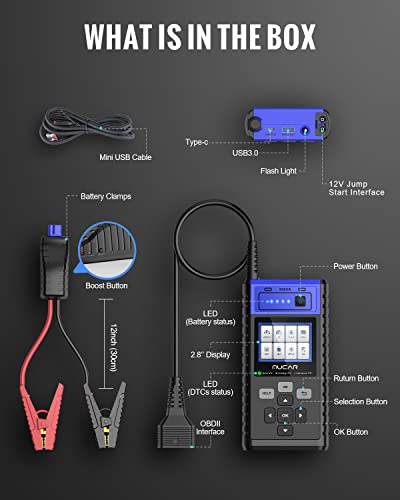 Mucar Js502 Jump Starter With Obd2 Scanner, 2000A Enhanced Car Battery Jumper, Up To 8.0L Gas & 6.5L Diesel Engine, Full Obd2 Scanner Diagnostic Tool, 12V Battery Jumper Starter Portable, Usb Qc3.0 #TOP7