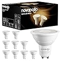 novapollo GU10 LED Light Bulbs,50 Watt Equivalent Warm White 3000K 40°Flood Beam 500LM Dimmable,5.5W GU10 Bulb Replacement for Recessed Track Lighting,10-Pack