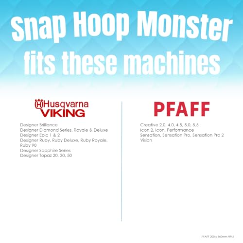Dime Designs In Machine Embroidery SH00D5M Snap Hoop Monster For Husqvarna Viking/Pfaff (200 X 360Mm) Magnetic Embroidery Hoop thumb #2