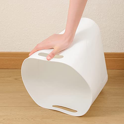 Image of rejomiik Small Trash Can, 3.5 Gallon Slim Garbage Can Plastic Waste Basket with Handles Container Bin for Narrow Spaces Bathroom, Bedroom, Kitchen, Office at Home, White
