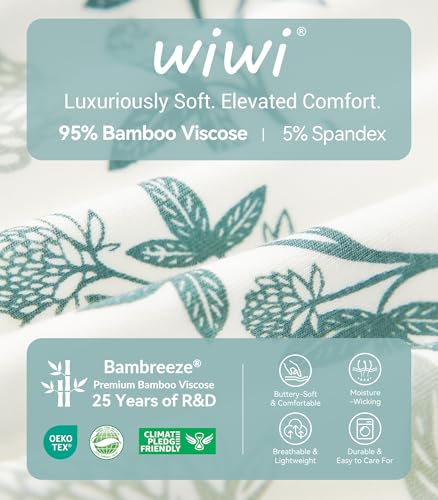 Image of WiWi Womens Pajamas Set Bamboo Viscose Super Soft Short Sleeve Top Ruffle Shorts Sleepwear Cooling Pj Sets S-XXL