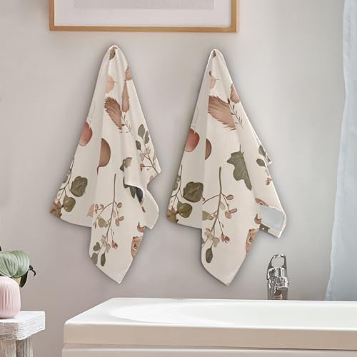 Toallas de algodón decorativas de alta suavidad, pack de 2 toallas absorbentes de diseño 5