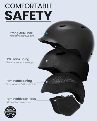 OutdoorMaster Suni Ski Helmet, Snowboard Helmet with Visor, Snow Sport Helmet for Men, Women & Youth | Dial Fit, Removable Velvet Liner & Ear Pads, Goggle Holder - Thumbnail 2