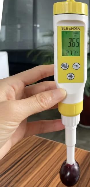 Collage of images showing BLE-PH03A pH meter used in various applications: soil, drinking water, cheese, milk, meat, and laboratory