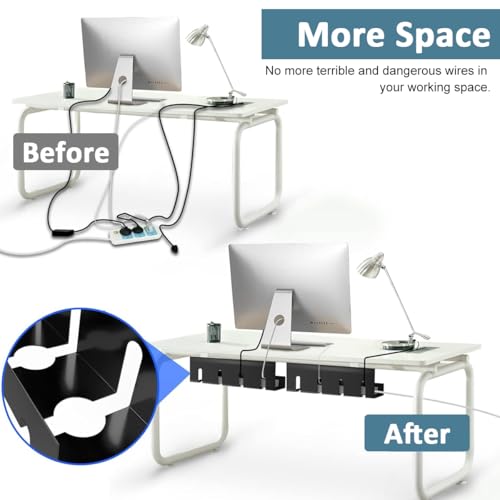 Serplex® Under Desk Cable Organizer Desktop Power Extender Organizer Tray No Drill Home Office Tangle Free Under Desk Power Cord Organizer for Outlet Extension, Power Cords, 15.75''x3.94''x4.72'' 3 419mG8KAdGL