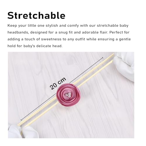 Image of SYGA 3 Pack Baby Girl Headbands - Soft Stretchable Nylon Flower Comfortable Elastic Hairbands for Newborns, Infants & Toddlers 0-3 Years (Off-White)