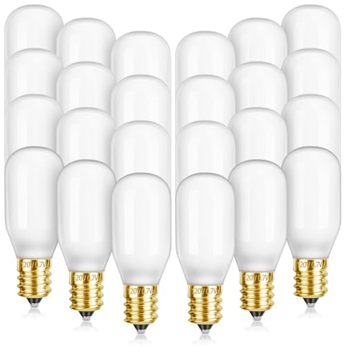 AFOROEOA 24PCS Christmas Village Light Bulbs E12 Base T20 LED Christmas Village Replacement Light Bulbs Accessory for Villages Lights Villages Houses Dept 56 Salt Lamp Halloween Pumpkin (Gold Base)
