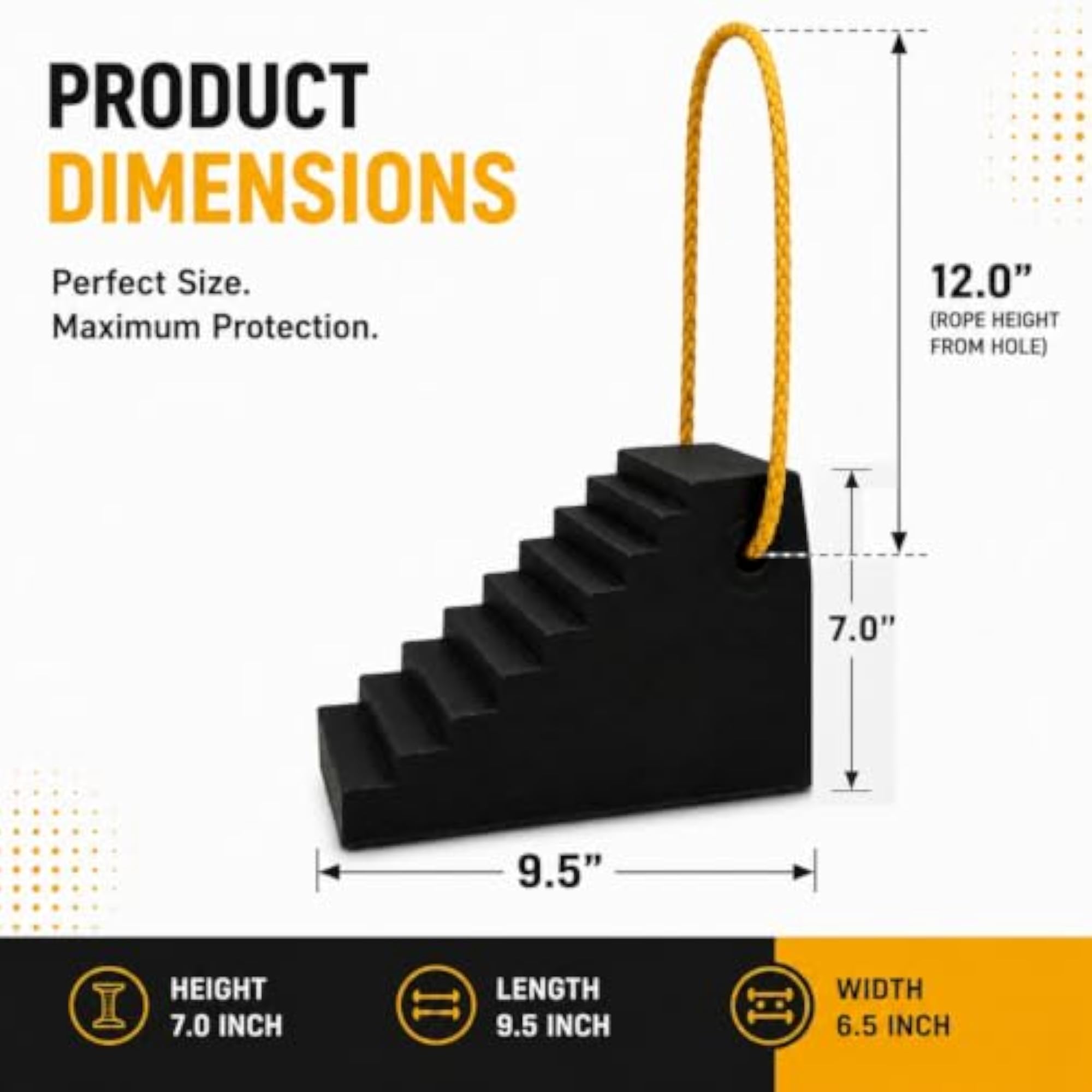 Solid Rubber Wheel Chock/Wheel Stopper With Handle
