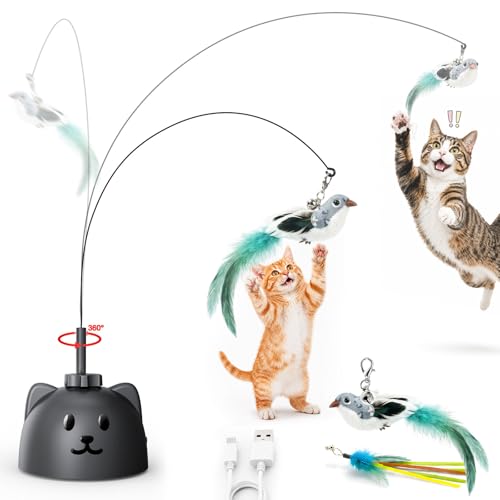USB-Rechargeable Automatic Flying Feather Cat Toy
