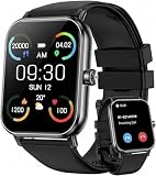 Smart Watch for Men Women, 1.85' HD Fitness Tracker with Bluetooth Calls, 5 ATM Waterproof, 130+ Sport Modes, 24/7 Heart Rate/Sleep Monitor, Pedometer, Calories, Smartwatch for Android iOS (Black)