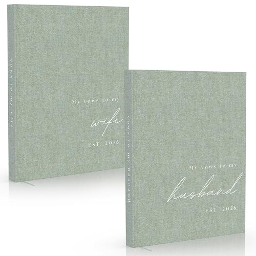 Image of Wedding Vow Books His and Hers 2 Pack Personalized 2026 Year Linen Vow Book