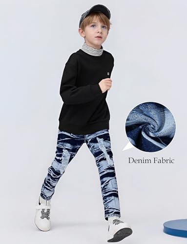 SEAUR Boys' Ripped Skinny Jeans Stretch Denim Pants for Casual School Wear Size 7-164