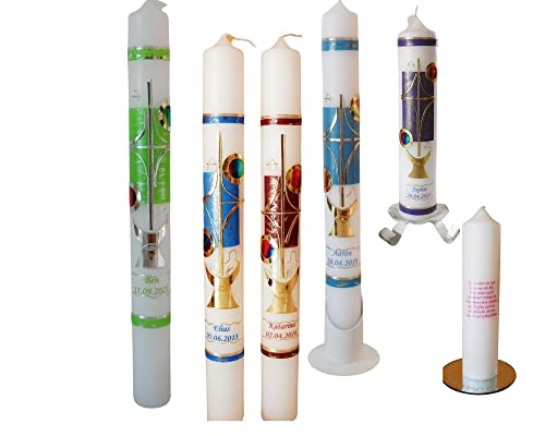 Taufkerze/Kommunionkerze,Konfirmationskerze,Taufgeschenk Kreuz,Fisch,Kelch-grün,blau,rot,rosa... Name,Datum**Junge Mädchen