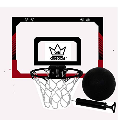 Kingdom GB Hyperdunk Red portátil para Mini aro de Baloncesto con Bola y Bomba Montaje en Puerta (Negro Rojo)