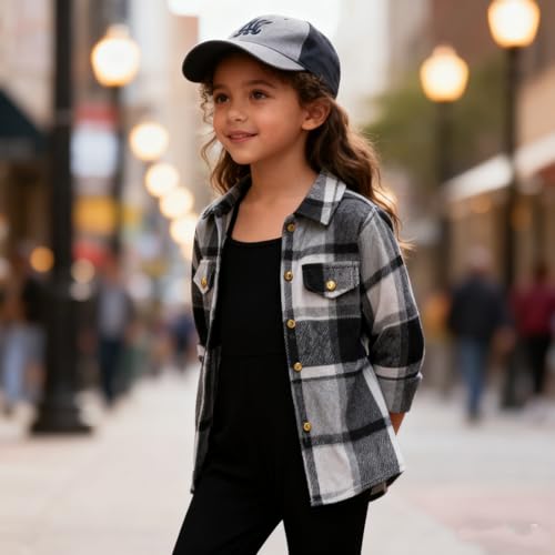 Image of Toddler Girl Clothes Plaid Long Sleeve Button Down Shirt Corduroy Overall Jumpsuit Girls Fall Winter Outfit Set