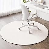 Runde Bürostuhlmatte für harte Böden, rutschfester Niederflor-Teppich, Polyester, 61 - 200 cm, Rollstuhl, Matt, Heimbüro und Arbeitszimmer, Beige, 160 cm Größe