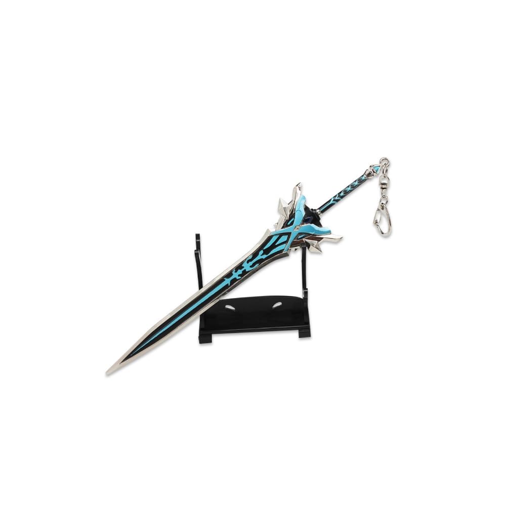 Hanaiette 1PC Genshin impact weapon keychain Two-handed Sword desktop ornaments game with display stand (STYLE 2)