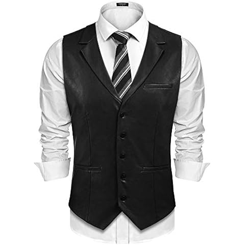 COOFANDY Men's Leather Vest Cover