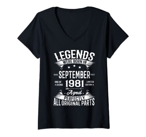 Mujer Legends Were Born in September 1981 41st Birthday 41 Yrs Old Camiseta Cuello V