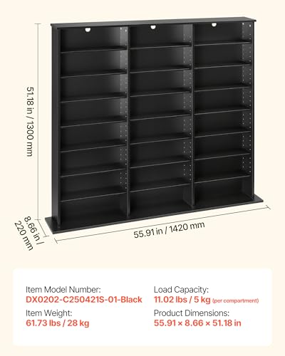 VEVOR Bibliothèque Étagère Meuble de Rangement Multimédia pour CD 8 Niveaux - vue 8