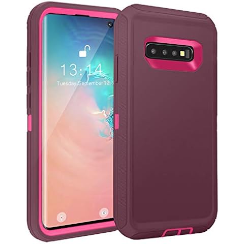 FOGEEK Compatible with Samsung Galaxy S10 Case, Protective Cover, Full Protection Rugged Case [Support Wireless Charging][Dust-Proof] for Galaxy S10 [6.1 inch] 2019 (Wine Red) Cover
