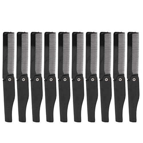 BLACK FOLDING COMB 10PCS PLASTIC FINE TEETH POCKET SIZE WIDELY USED TRAVEL COMB FOR MEN BEARD MOUSTACHE