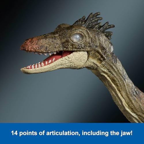 Image of Mattel Jurassic World Hammond Collection Dinosaur Action Figure Toy Troodon Species, Premium Movie Design Glass Eyes & 14 Points Articulation