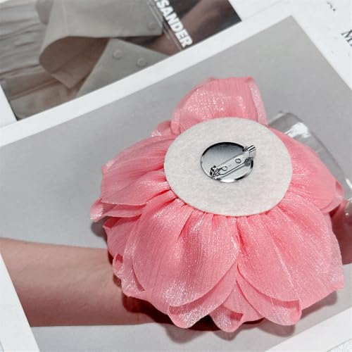 Image of Flash Camellia Flower Brooch Pin for Women Men Elegant Texture Fabric Dahlia Rose Floral Brooches Lapel Pins Dainty Wedding Holiday Party Costume Dress Accessories Jewelry