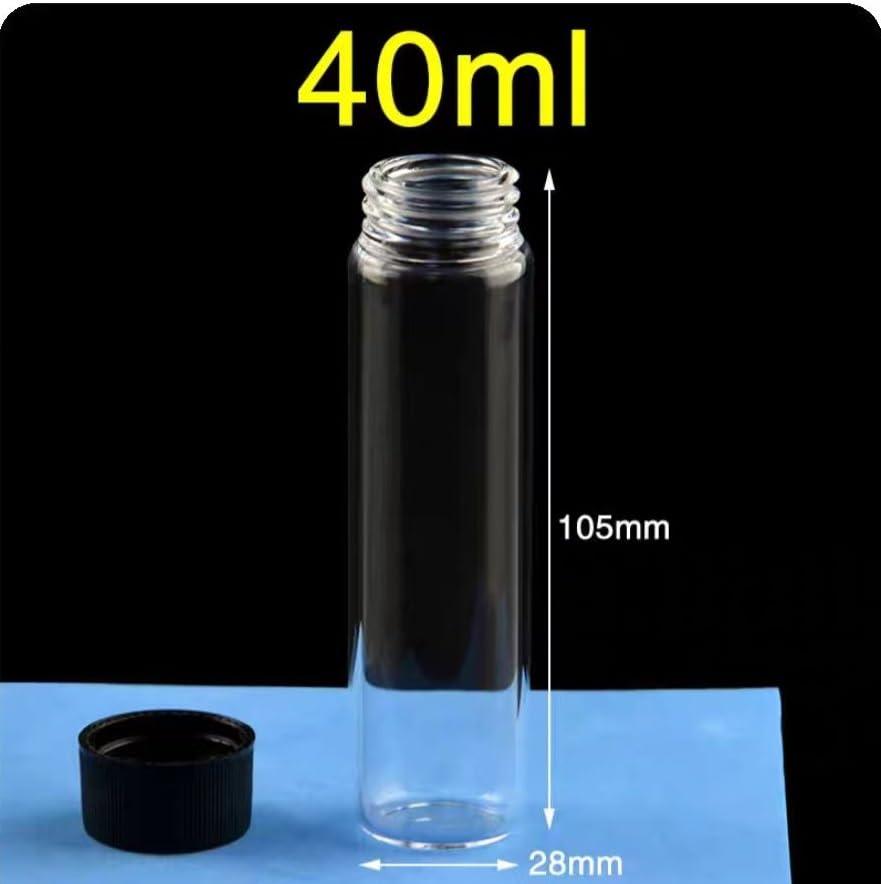 1 Stück hochreine Quarzglas-Gewindeflasche – 2–100 ml Probenreagenzflasche mit PTFE-Schraubverschluss(40ml)
