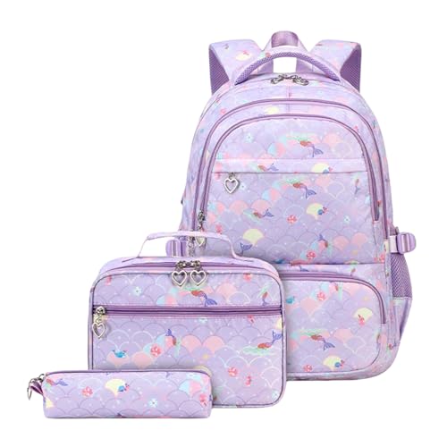 Sac d'école confortable lot de 3 pièces violet résistant au mal de dos
