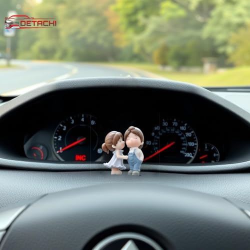Image of DETACHI Car Dashboard Couple Showpiece Figurine Toys Gift with 4 Resin Adhesive Stickers for Car Lovers, Adorable Accessories for Interior Car Decoration