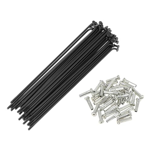 INFINAUTO 14G J Bend Bicycle Spokes 14G 125mm Length Bike Wheel Spokes with Nipple for MTB Wheel Spokes Black 45 Steel 36 Set